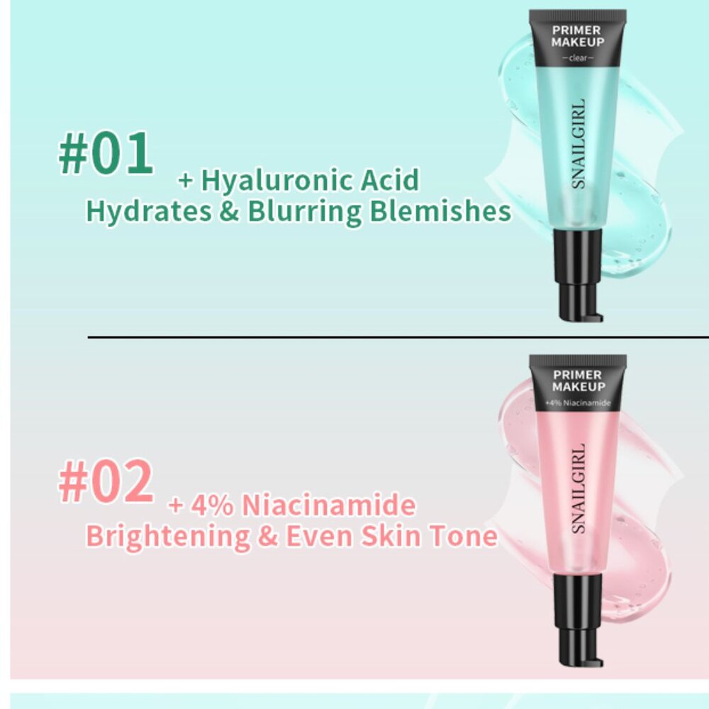 NEW SNAILGIRL PRIMER MAKEUP CLEAR & PRIMER MAKEUP + 4% NIACINAMIDE - Picture 1 of 11